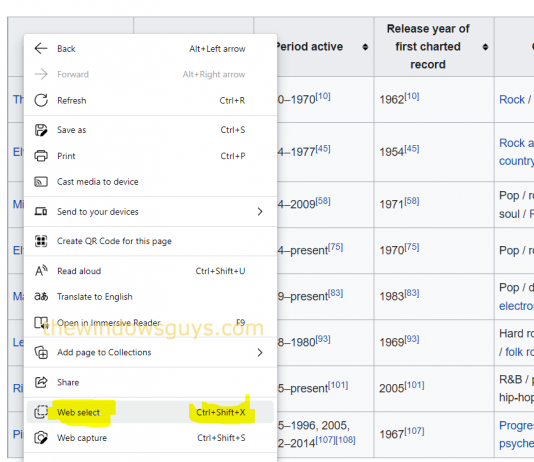 Copy formatted text from web pages using Edge copy tables with formatting